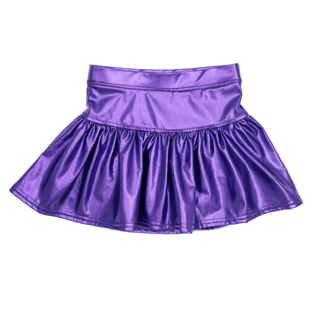 Slick Metallic Gathered Skort in Purple see