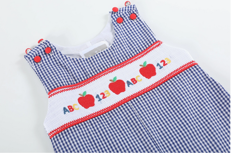 Blue Gingham ABC Overall