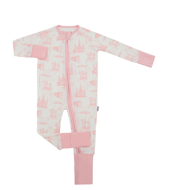 Pink Toile Footie