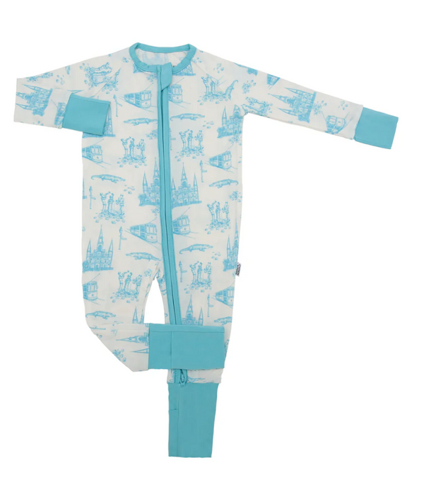 Blue Toile Footie