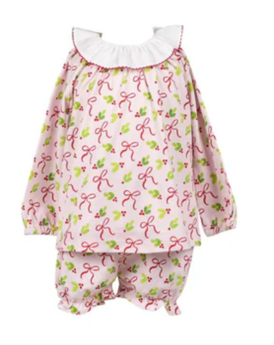 Holly Bows Bloomer Set