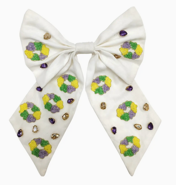 Mardi Gras King Cake Bow