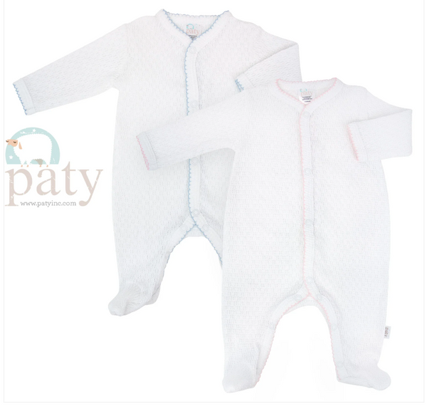 Paty L/S Solid Color Footie White/White