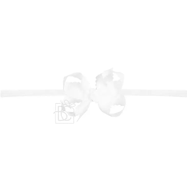 Nylon Headband W/ Scalloped Edge Grosgrain Bow 3.5" Medium